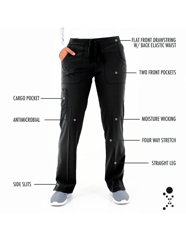 Life Threads Scrubs Women's Active Straight Leg Cargo Pant Black | scrub-supply.com