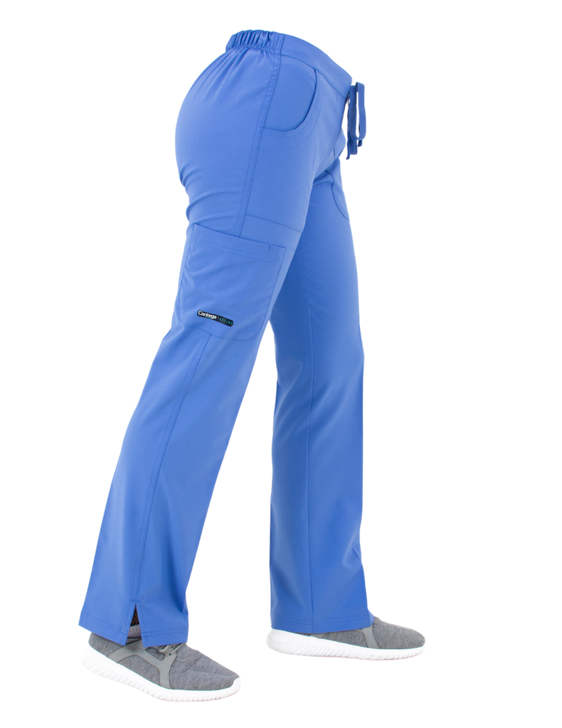 Life Threads Scrubs Women's Active Straight Leg Cargo Pant Ceil Blue | scrub-supply.com