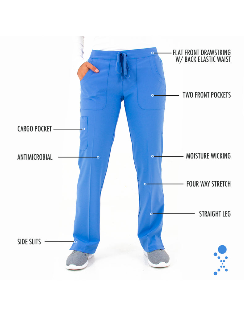 Life Threads Scrubs Women's Active Straight Leg Cargo Pant Ceil Blue | scrub-supply.com