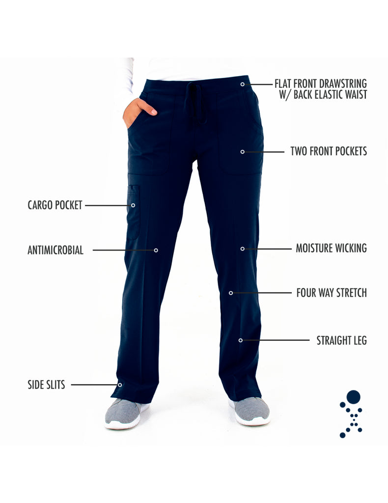 Life Threads Scrubs Women's Active Straight Leg Cargo Pant Navy Blue | scrub-supply.com