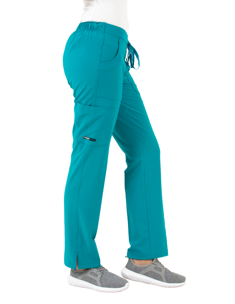 Life Threads Scrubs Women's Active Straight Leg Cargo Pant Teal | scrub-supply.com