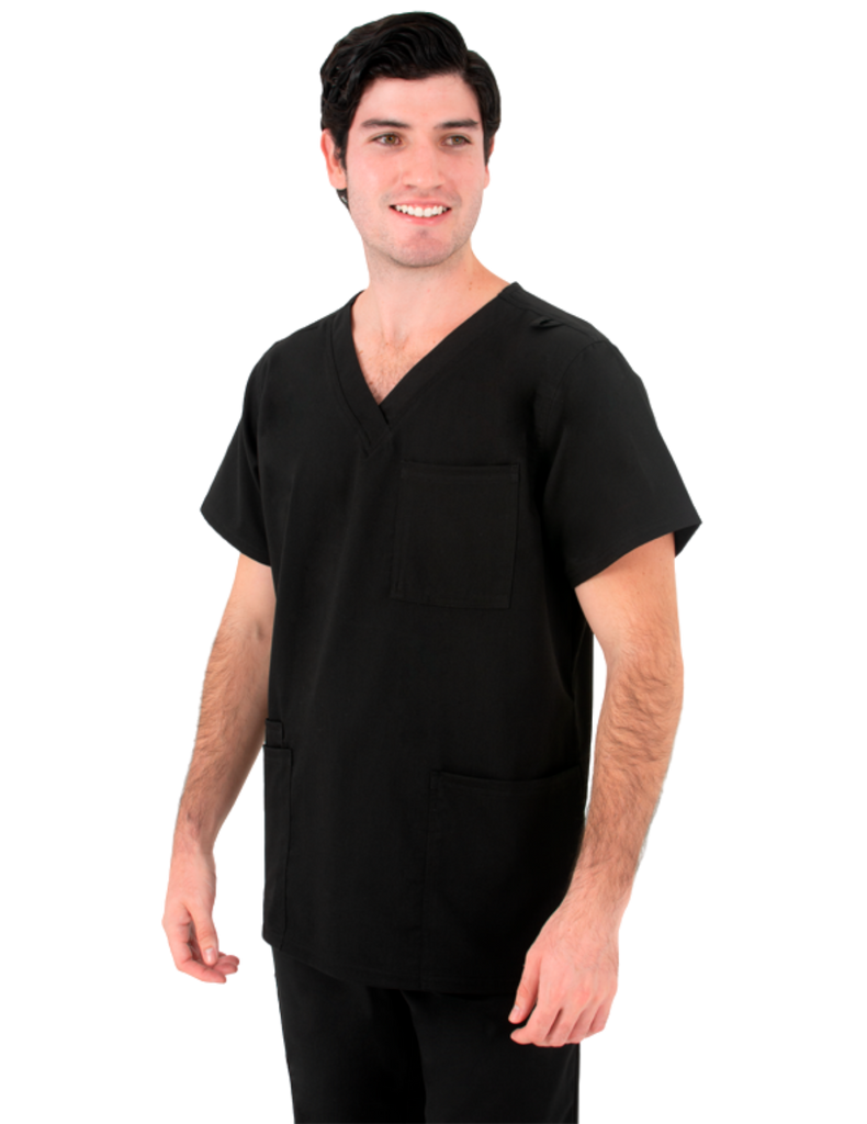 Life Threads Scrubs Men's Ergo 2.0 V-Neck Top Black | scrub-supply.com