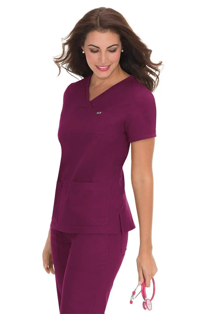 Koi Scrubs Nicole Top Wine | scrub-supply.com