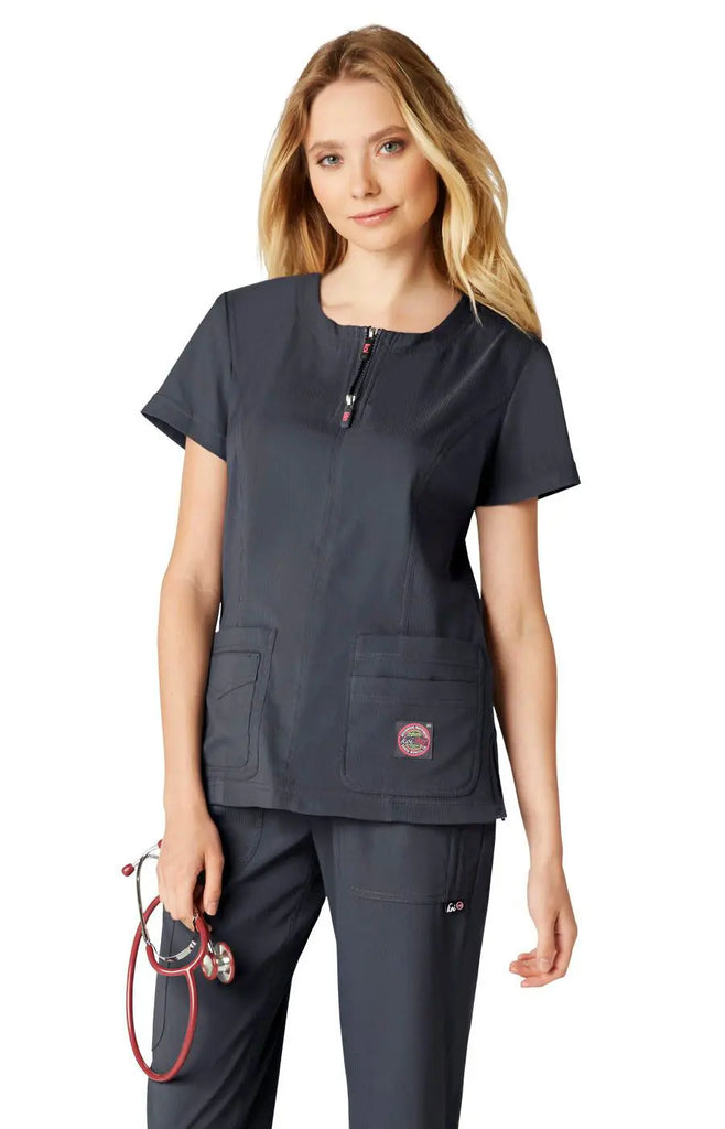 Koi Scrubs Serenity Top Charcoal | scrub-supply.com