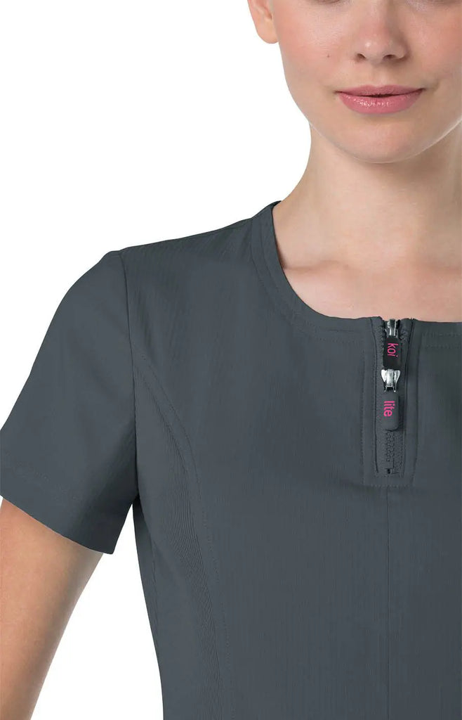 Koi Scrubs Serenity Top Charcoal | scrub-supply.com