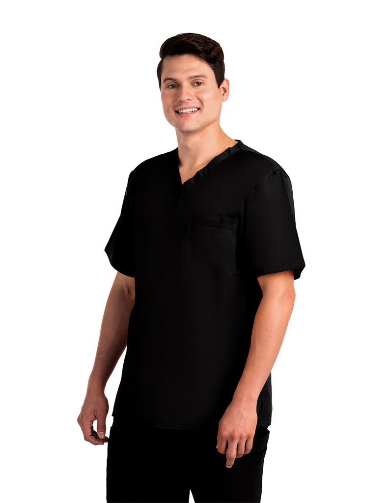 Life Threads Scrubs Men's Contego V-Neck Top Black | scrub-supply.com