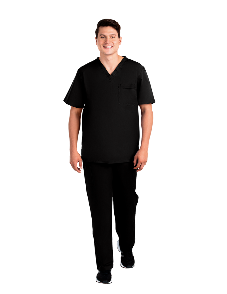 Life Threads Scrubs Men's Contego V-Neck Top Black | scrub-supply.com