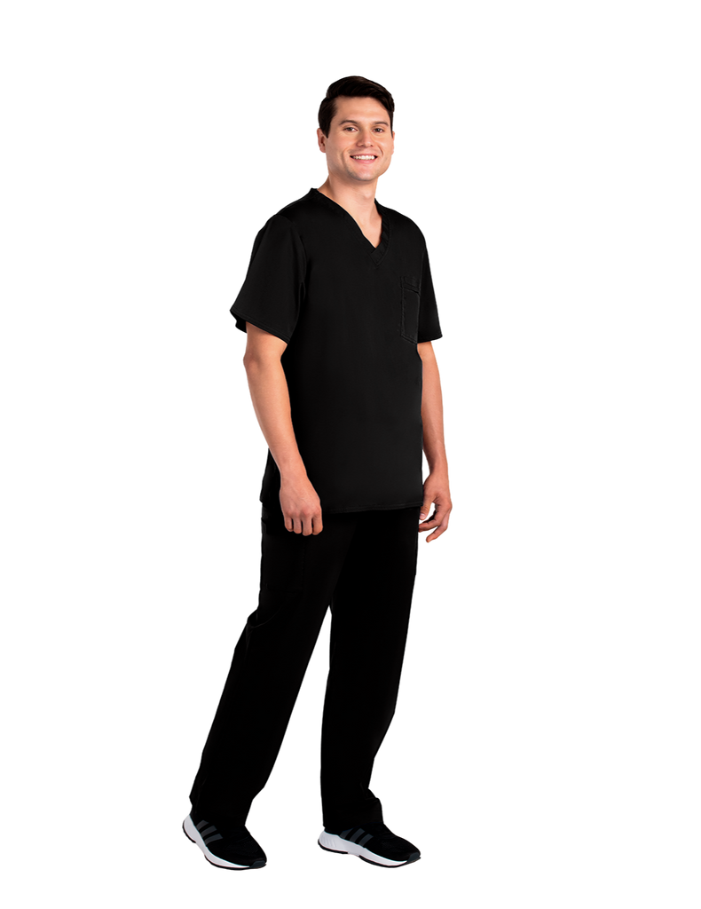 Life Threads Scrubs Men's Contego V-Neck Top Black | scrub-supply.com