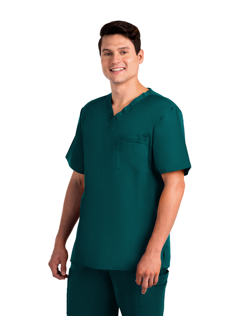 Life Threads Scrubs Men's Contego V-Neck Top Hunter Green | scrub-supply.com