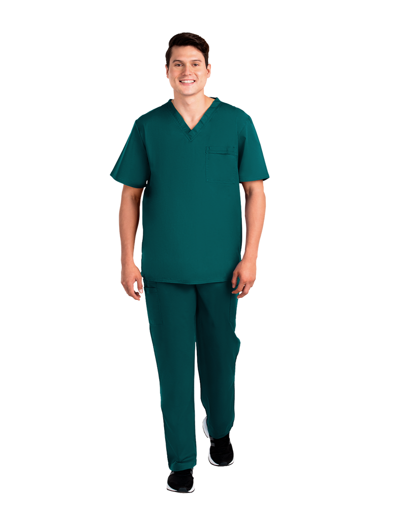 Life Threads Scrubs Men's Contego V-Neck Top Hunter Green | scrub-supply.com