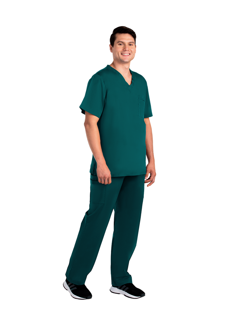 Life Threads Scrubs Men's Contego V-Neck Top Hunter Green | scrub-supply.com