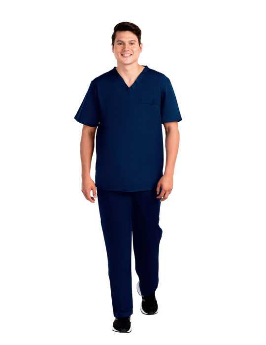 Life Threads Scrubs Men's Contego V-Neck Top Navy Blue | scrub-supply.com