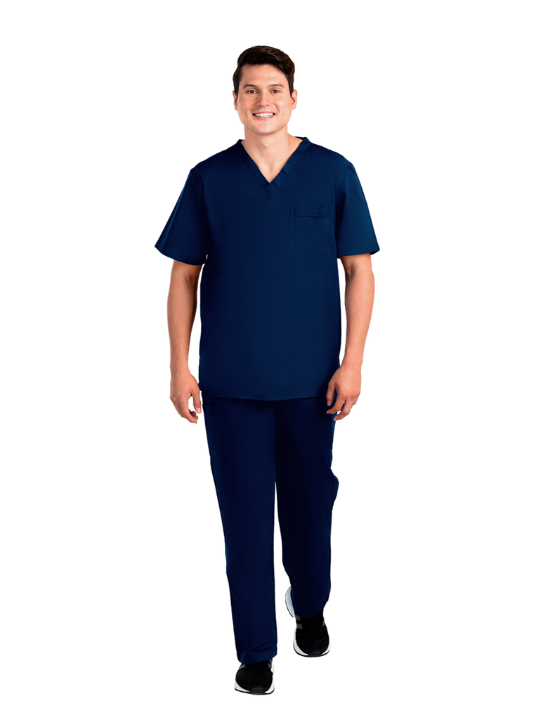 Life Threads Scrubs Men's Contego V-Neck Top Navy Blue | scrub-supply.com