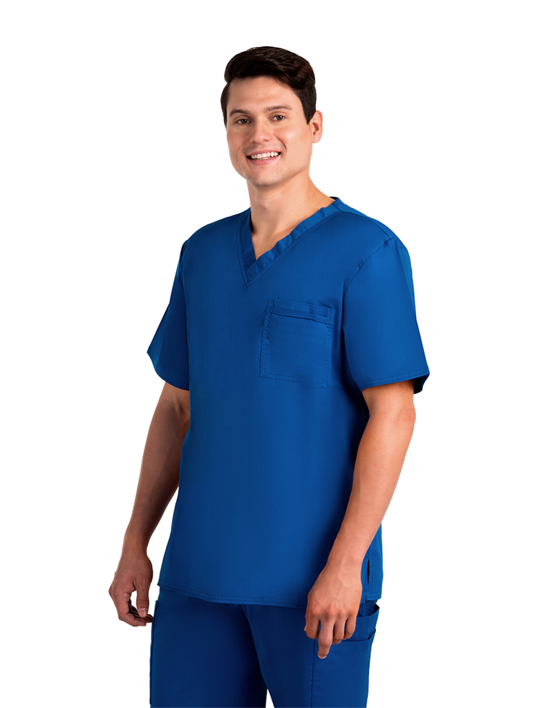 Life Threads Scrubs Men's Contego V-Neck Top Royal Blue | scrub-supply.com