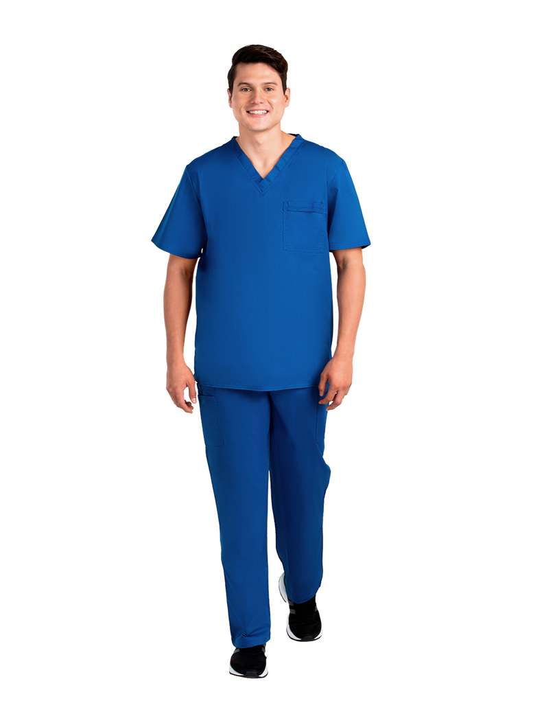 Life Threads Scrubs Men's Contego V-Neck Top Royal Blue | scrub-supply.com