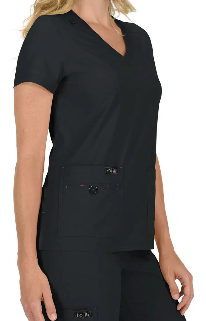 Koi Scrubs Becca Top Black | scrub-supply.com