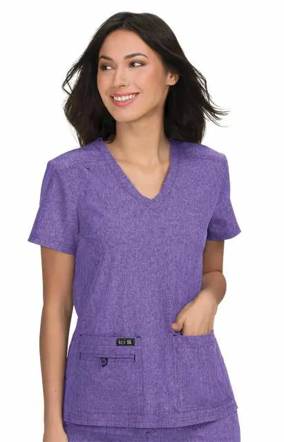 Koi Scrubs Becca Top Heather Wisteria | scrub-supply.com