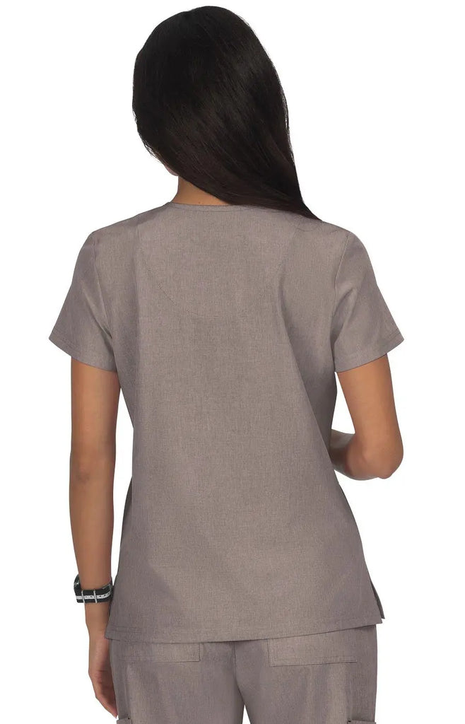 Koi Scrubs Becca Top Heather Taupe | scrub-supply.com