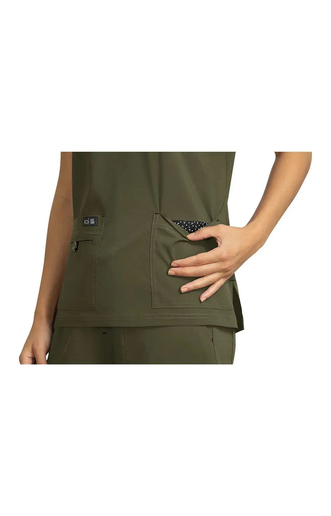 Koi Scrubs Becca Top Olive Green | scrub-supply.com