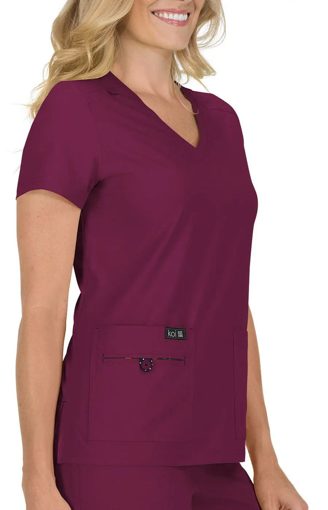 Koi Scrubs Becca Top Wine | scrub-supply.com