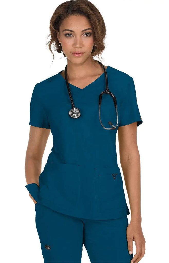 Koi Scrubs Katie Top Caribbean Blue | scrub-supply.com