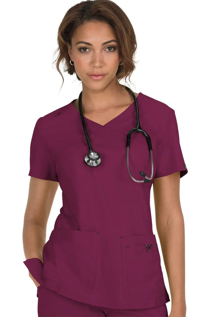 Koi Scrubs Katie Top Wine | scrub-supply.com