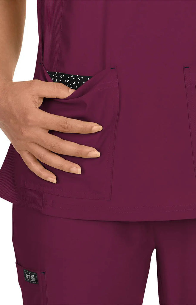 Koi Scrubs Katie Top Wine | scrub-supply.com