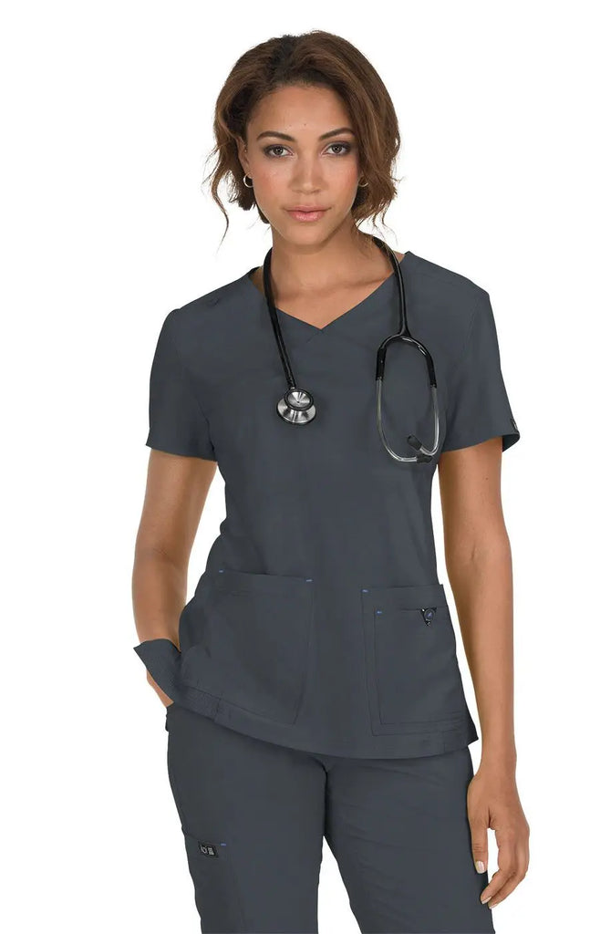 Koi Scrubs Katie Top Charcoal | scrub-supply.com