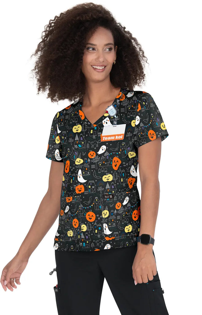 Koi Scrubs Women's Leslie Top Haunted Night | scrub-supply.com