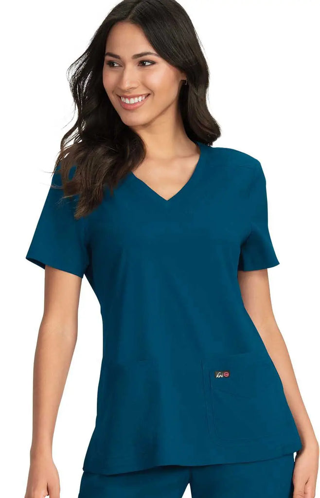 Koi Scrubs Skye Top Caribbean Blue | scrub-supply.com