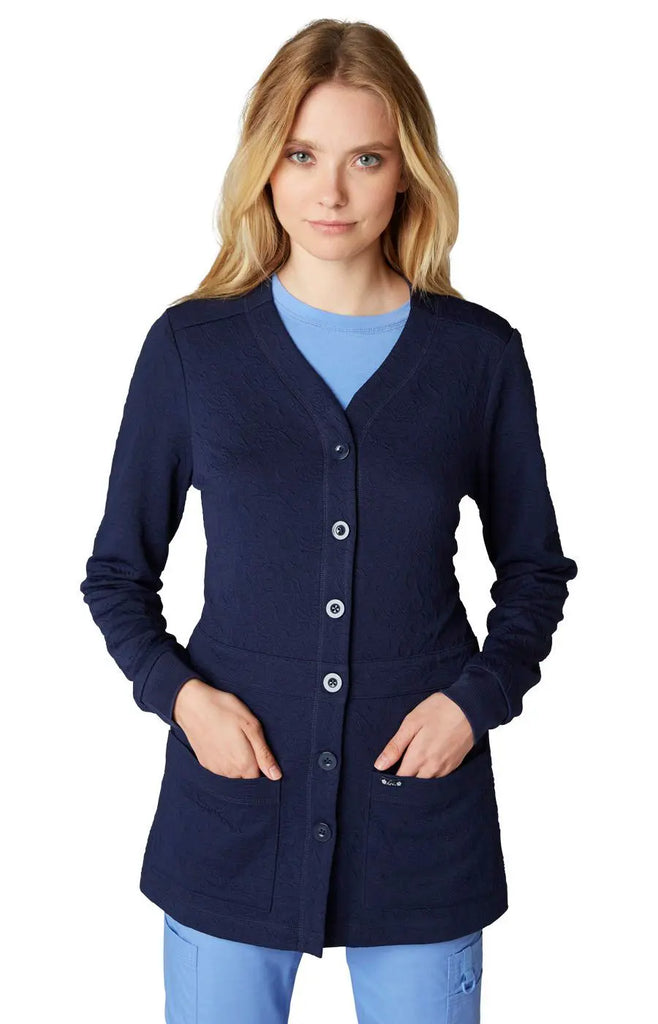 Koi Scrubs Claire Sweater Navy | scrub-supply.com