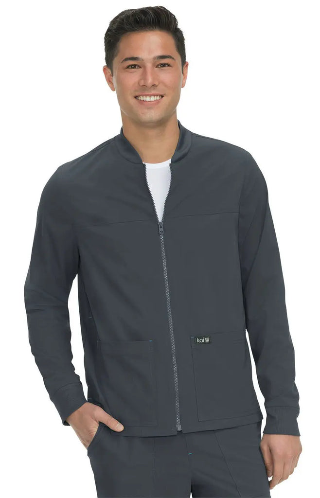 Koi Scrubs Hayden Jacket (Unisex) Charcoal | scrub-supply.com