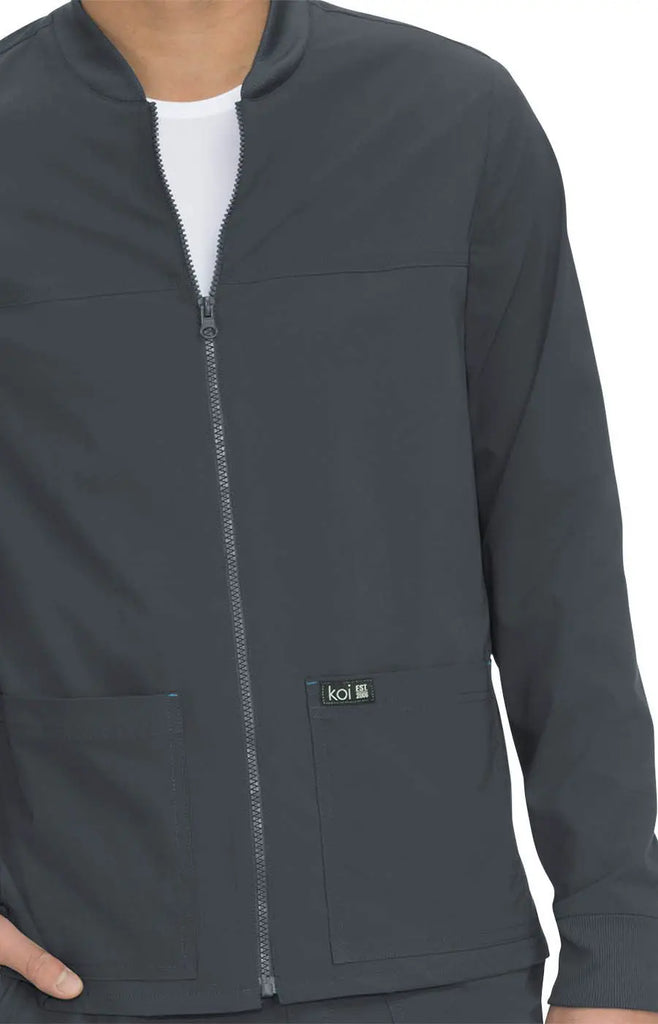 Koi Scrubs Hayden Jacket (Unisex) Charcoal | scrub-supply.com