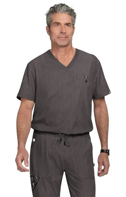 Koi Scrubs On Call Top Heather Grey | scrub-supply.com