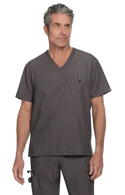 Koi Scrubs On Call Top Heather Grey | scrub-supply.com