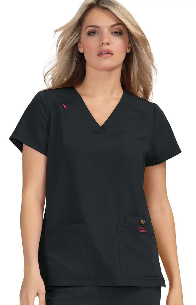 Koi Scrubs Freesia Top Black | scrub-supply.com