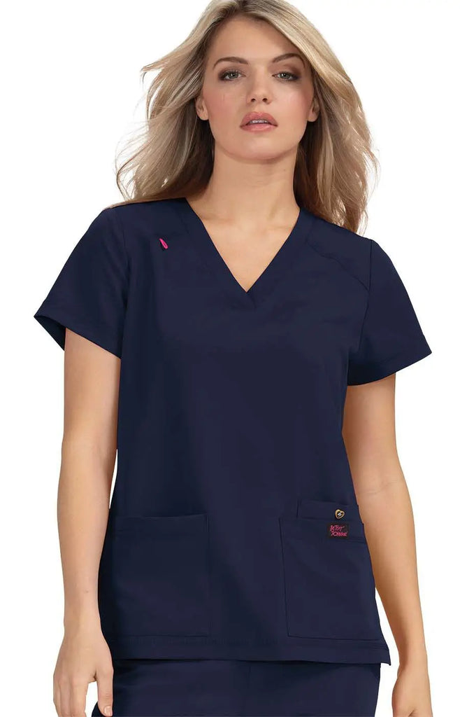 Koi Scrubs Freesia Top Navy | scrub-supply.com