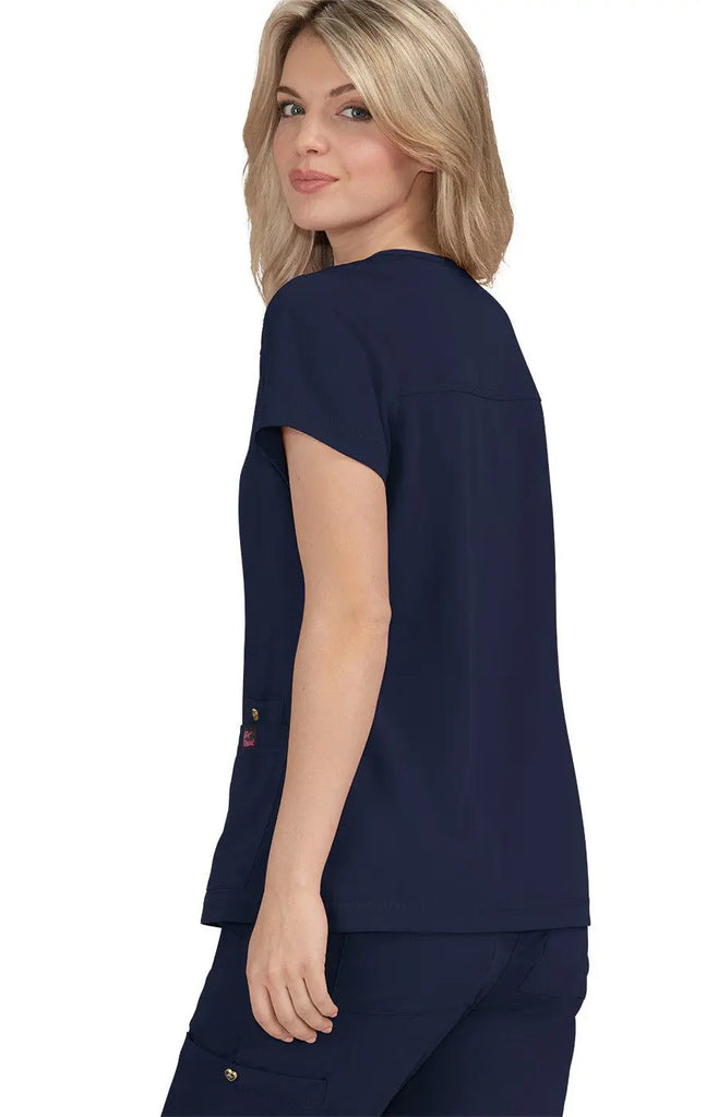 Koi Scrubs Freesia Top Navy | scrub-supply.com