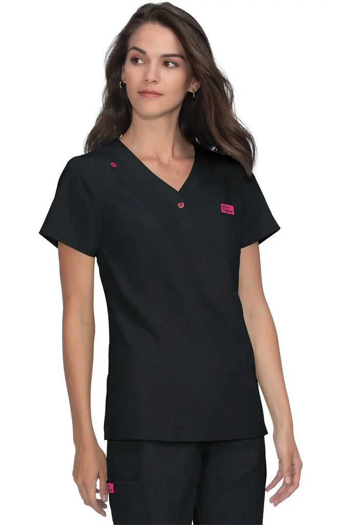 Koi Scrubs Rosemary Top Black | scrub-supply.com