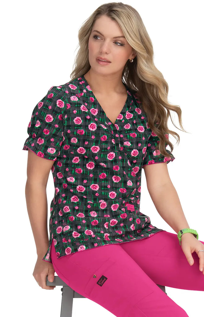 Koi Scrubs Canola Top Cozy Roses | scrub-supply.com