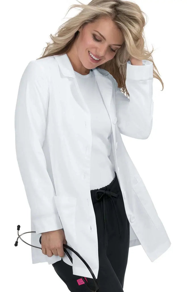 Koi Scrubs Marigold Lab Coat White | scrub-supply.com