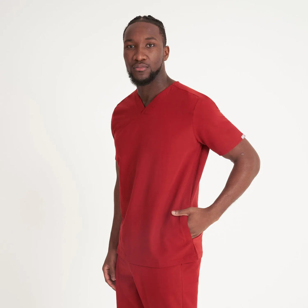 Simki Scrubs Oscar Scrub Top Burgundy | scrub-supply.com