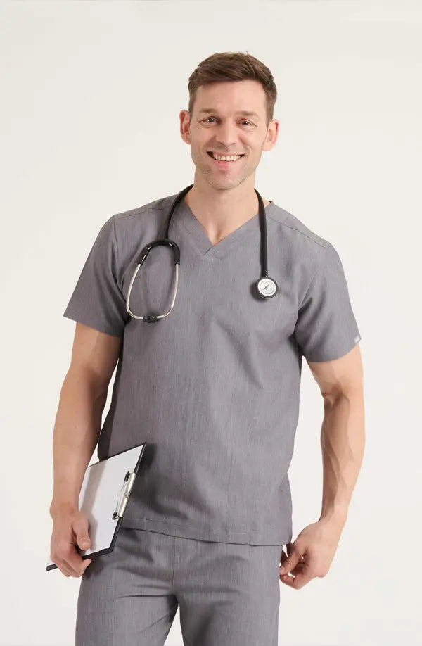 Simki Scrubs Oscar Scrub Top Charcoal | scrub-supply.com