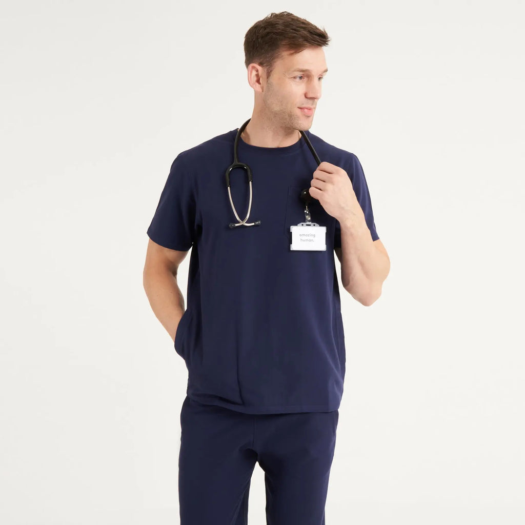 Simki Scrubs Miles Scrub Top Navy | scrub-supply.com