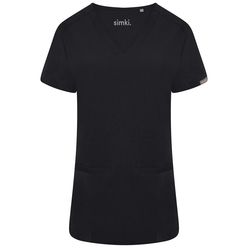 Simki Scrubs Ari Two Pocket Scrub Top Black | scrub-supply.com