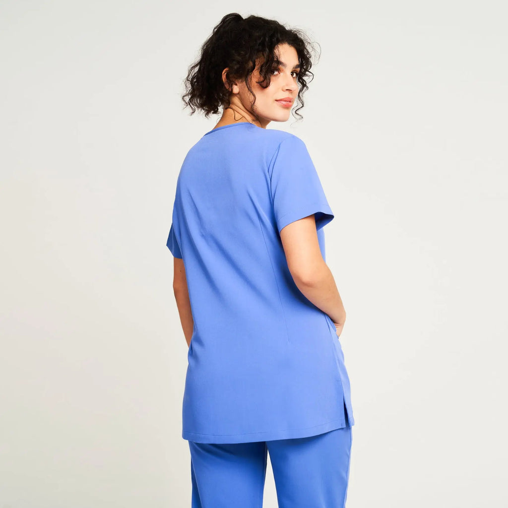 Simki Scrubs Ari Two Pocket Scrub Top Ceil Blue | scrub-supply.com