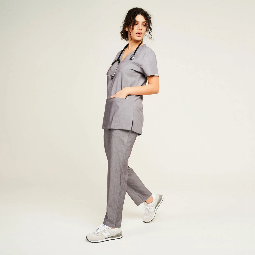 Simki Scrubs Ari Two Pocket Scrub Top Charcoal | scrub-supply.com