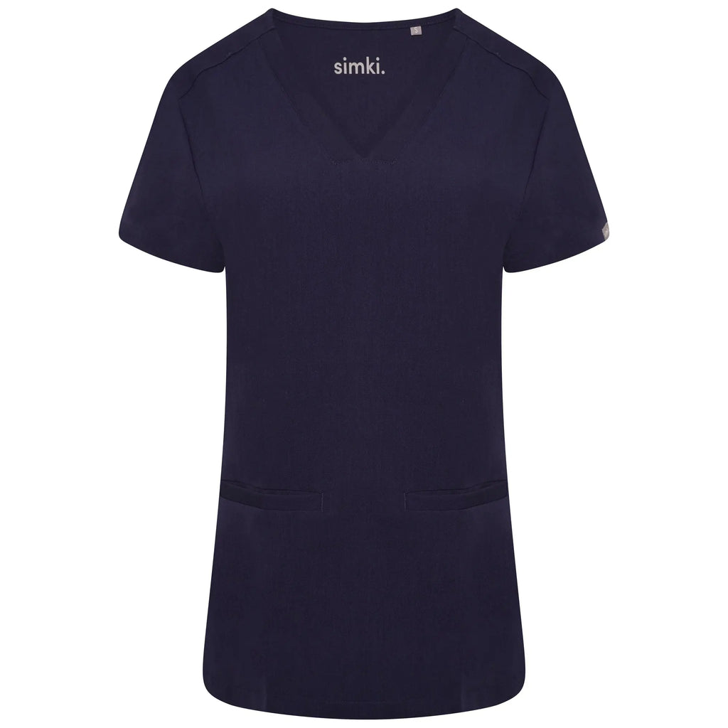 Simki Scrubs Ari Two Pocket Scrub Top Navy | scrub-supply.com