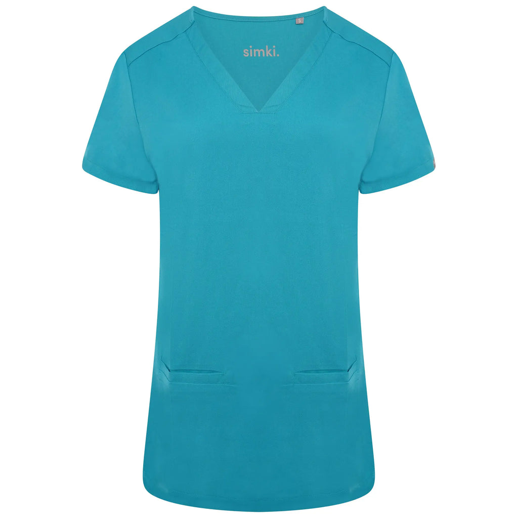 Simki Scrubs Ari Two Pocket Scrub Top Teal | scrub-supply.com