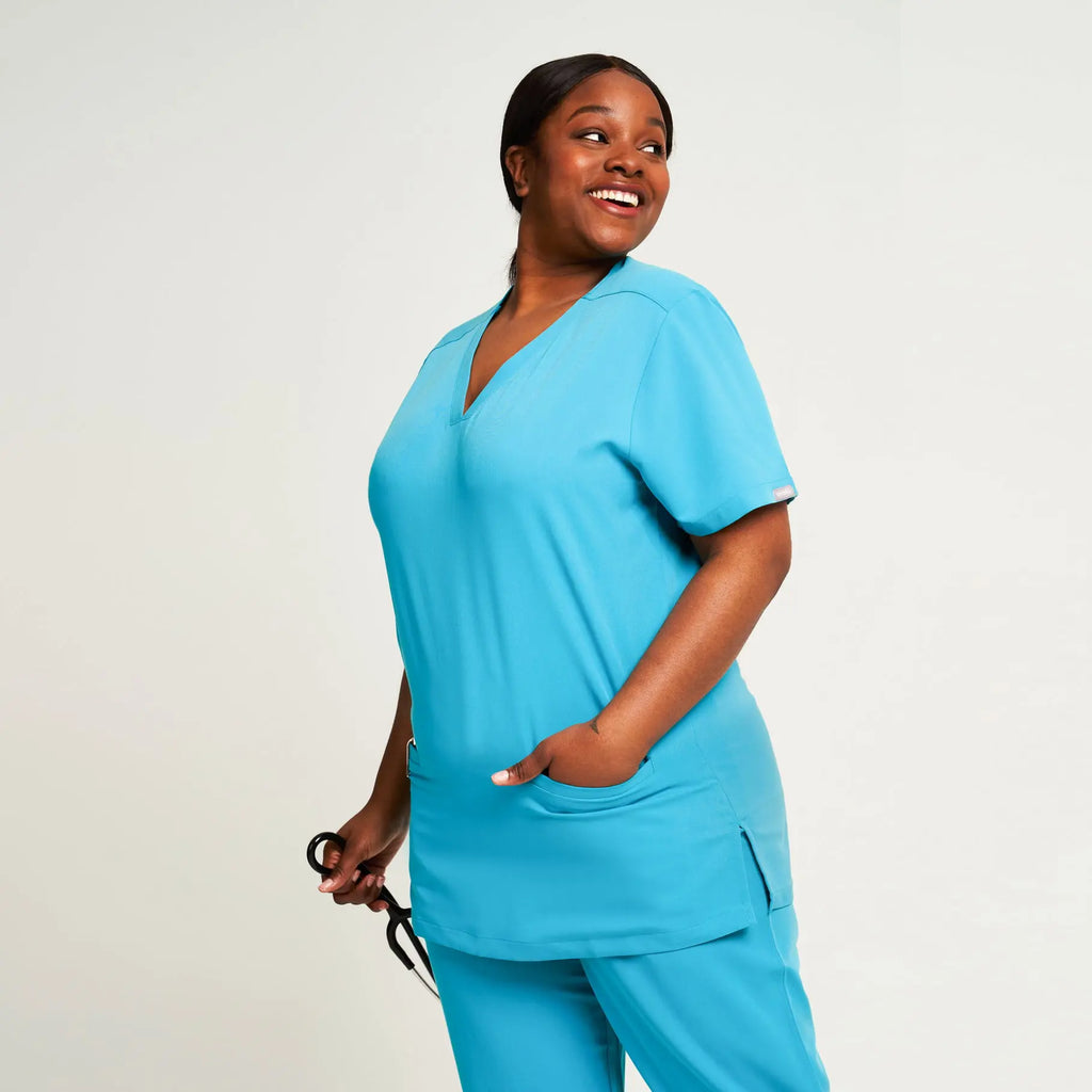 Simki Scrubs Ari Two Pocket Scrub Top Teal | scrub-supply.com